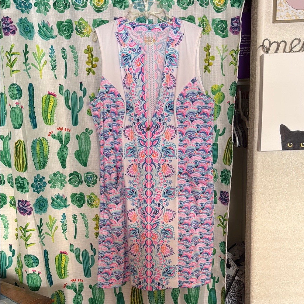 Lilly Pulitzer Green Sleeveless Sundress with Mandarin Collar